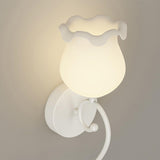 Romantic White Floral Curved Bedside Wall Sconce Image - 12