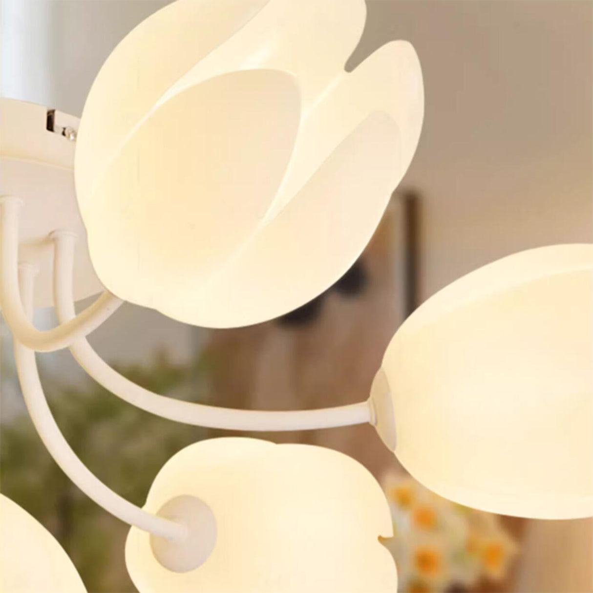 Romantic White Flower Semi-Flush Mount Light 7-Light Image - 10