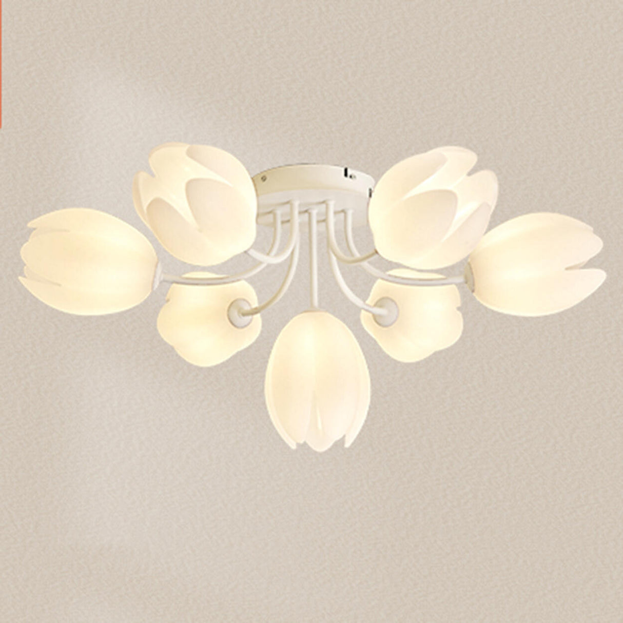 Romantic White Flower Semi-Flush Mount Light 7-Light Image - 3