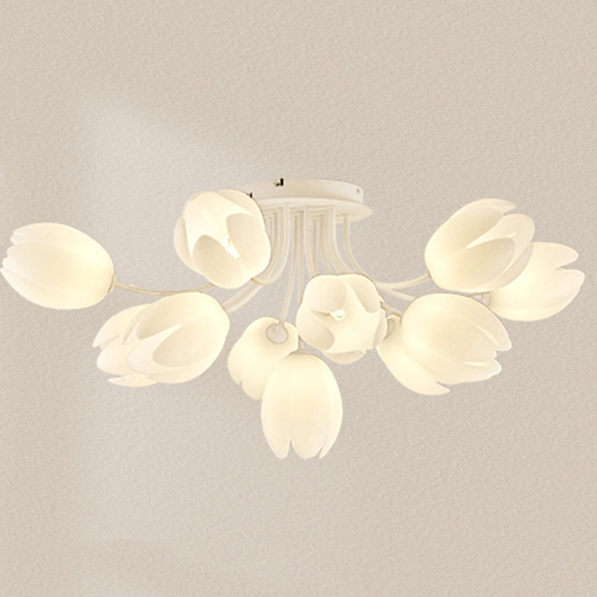 Romantic White Flower Semi-Flush Mount Light 7-Light Image - 5