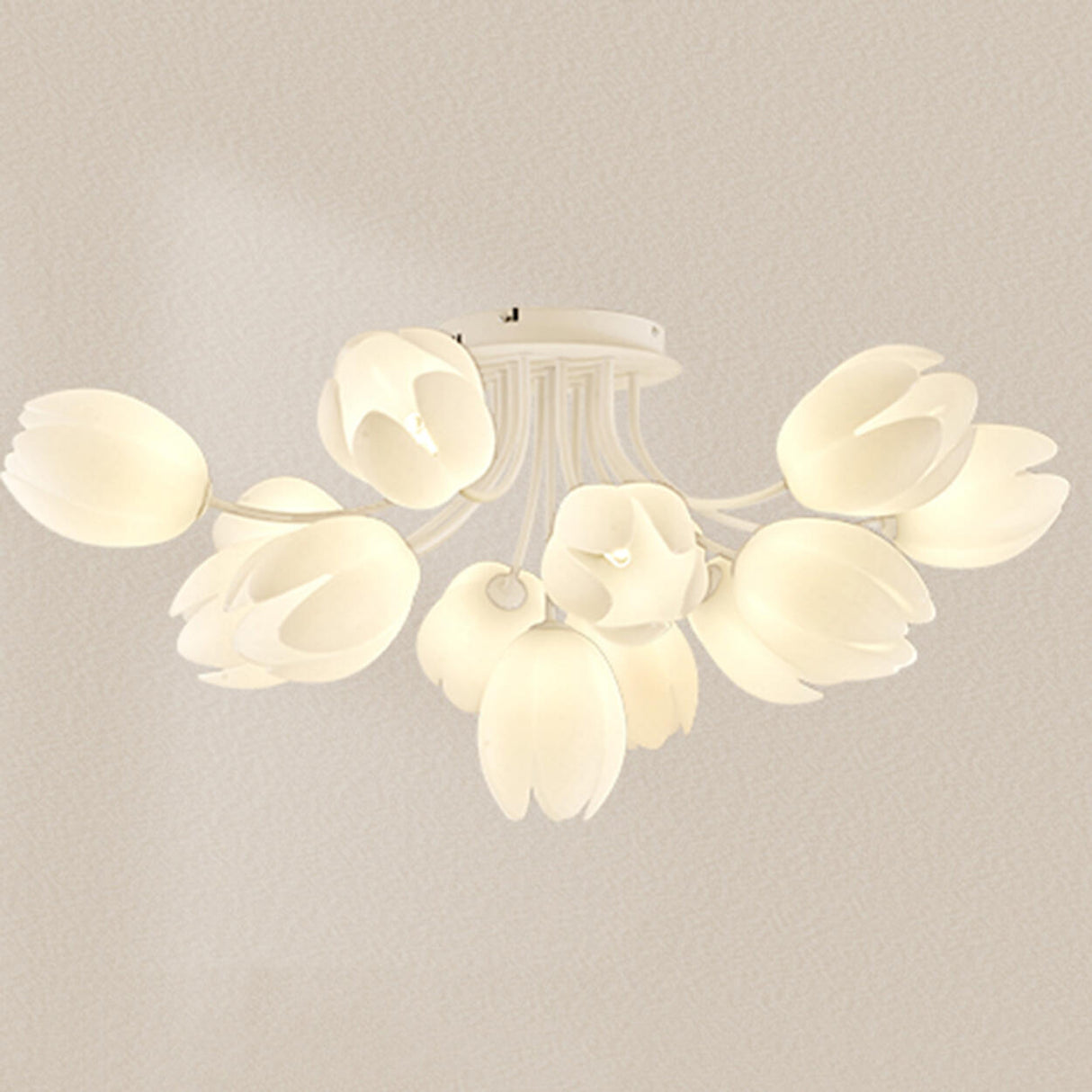 Romantic White Flower Semi-Flush Mount Light 7-Light Image - 7