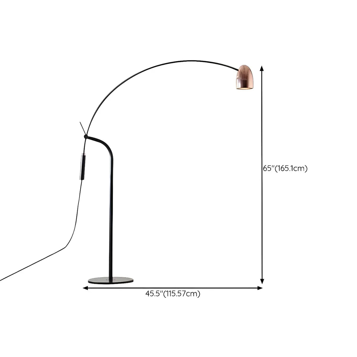 Rose Gold Cone and Arc Metal Base Modern Floor Lamp 