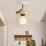 Rotatable Black Iron Cage Semi-Flush Mount Ceiling Lamp Image - 5