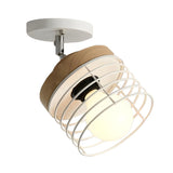 Rotatable Black Iron Cage Semi-Flush Mount Ceiling Lamp Image - 7