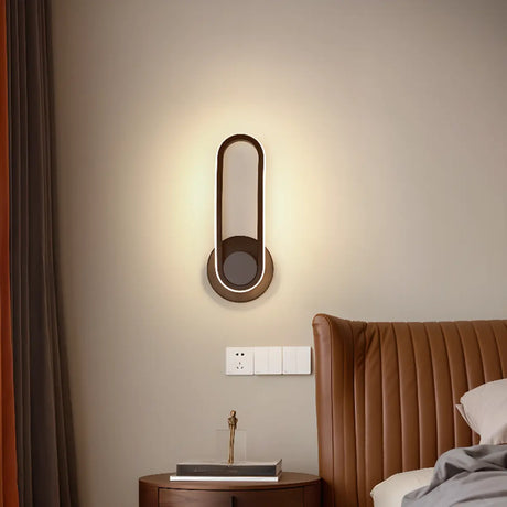 Rotatable Black Oval Bedside LED Wall Sconce Light Image - 2