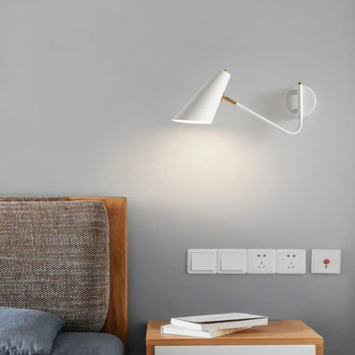 Rotatable Contemporary White Cone Wall Sconce Light Image - 3