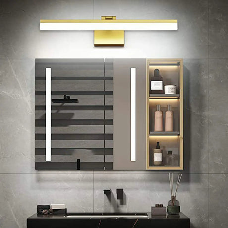 Rotatable Gold Modern Rectangular LED Vanity Light Image - 1