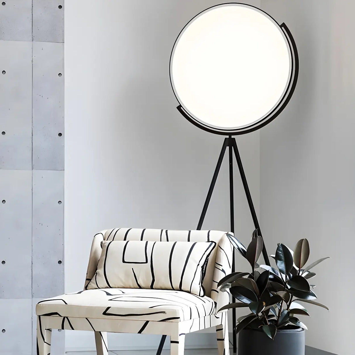 Rotatable Large Circular and Tripod Superloon Floor Lamp Image - 1