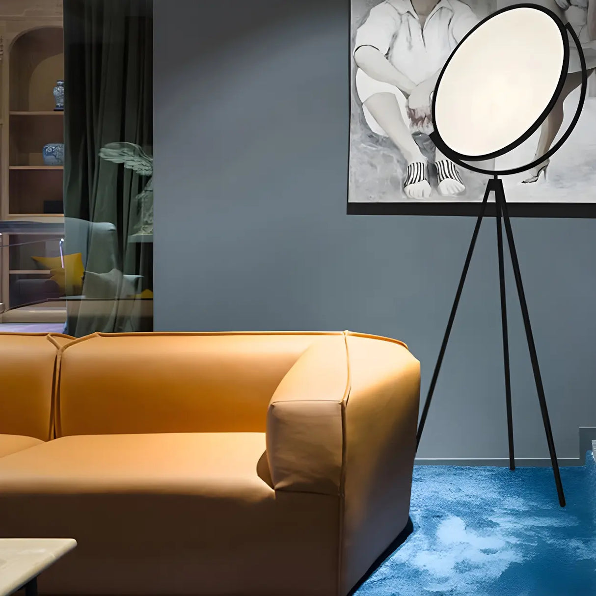 Rotatable Large Circular and Tripod Superloon Floor Lamp Image - 4