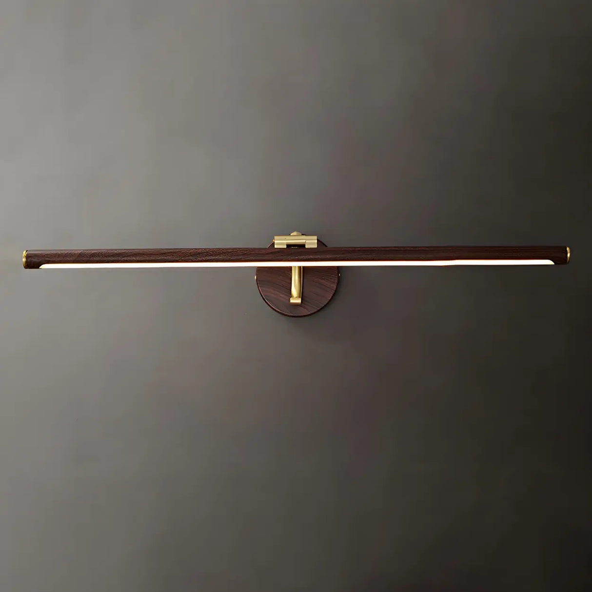 Rotatable Modern Linear Walnut Metal Vanity Light Image - 4