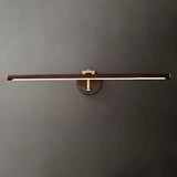 Rotatable Modern Linear Walnut Metal Vanity Light Image - 4