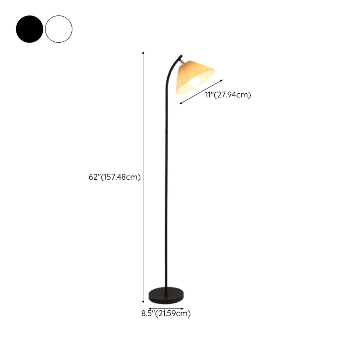 Rotatable Trendy White Cone and Curved Floor Lamp 