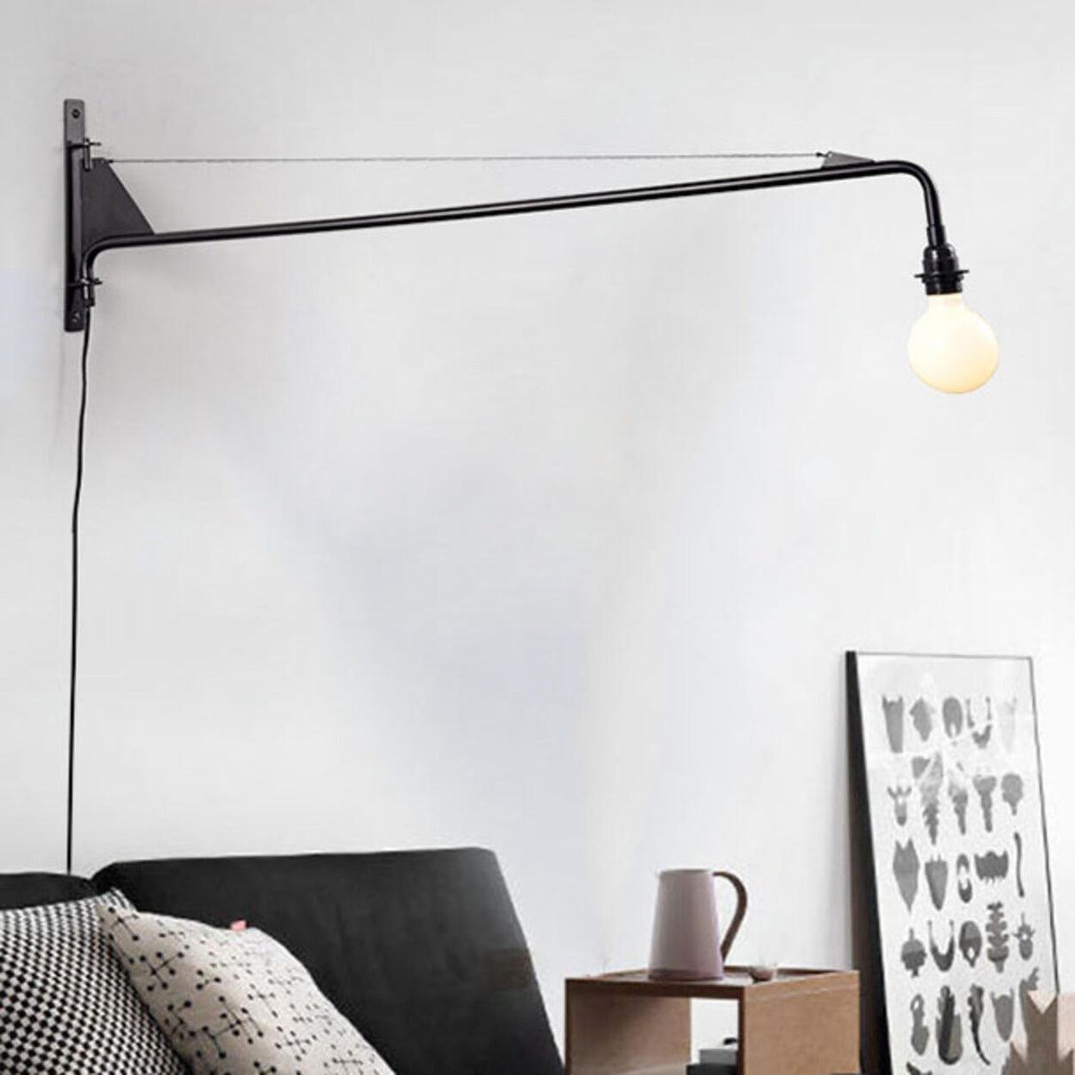 Rotating Black Geometric Modern Wall Light Fixture Image - 1