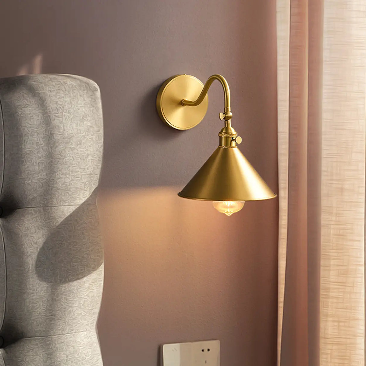 Rotating Cone Gold Copper Shade Metal Wall Sconces Image - 1