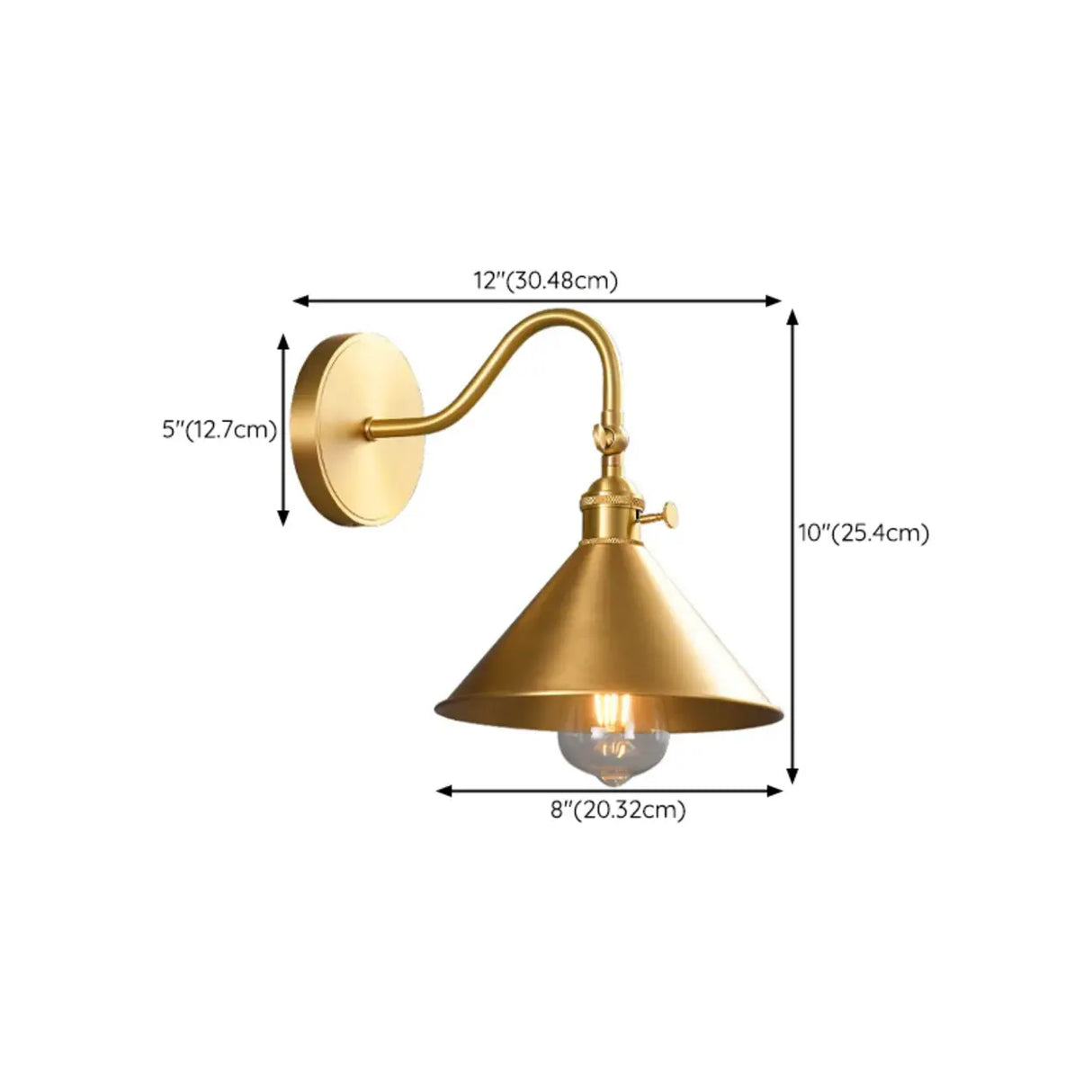 Rotating Cone Gold Copper Shade Metal Wall Sconces 