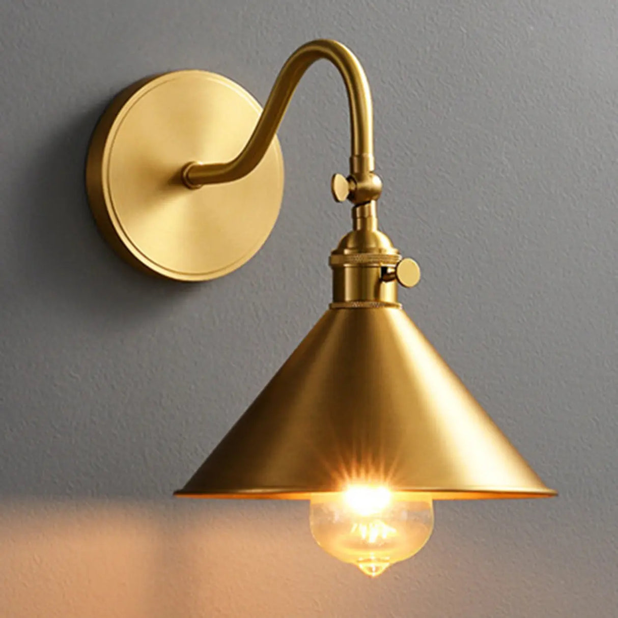 Rotating Cone Gold Copper Shade Metal Wall Sconces Image - 7