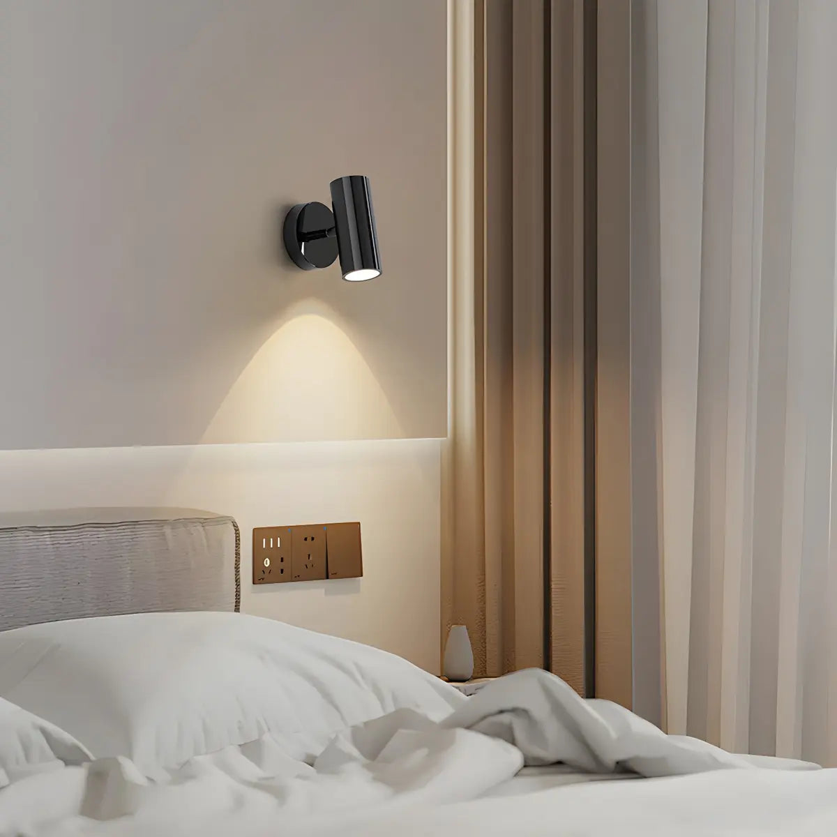 Rotating Cylinder Pivot Bedside Reading Wall Sconce Image - 1