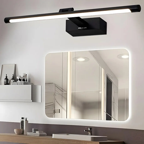 Rotating Modern Long Linear LED Black Vanity Light Image - 1