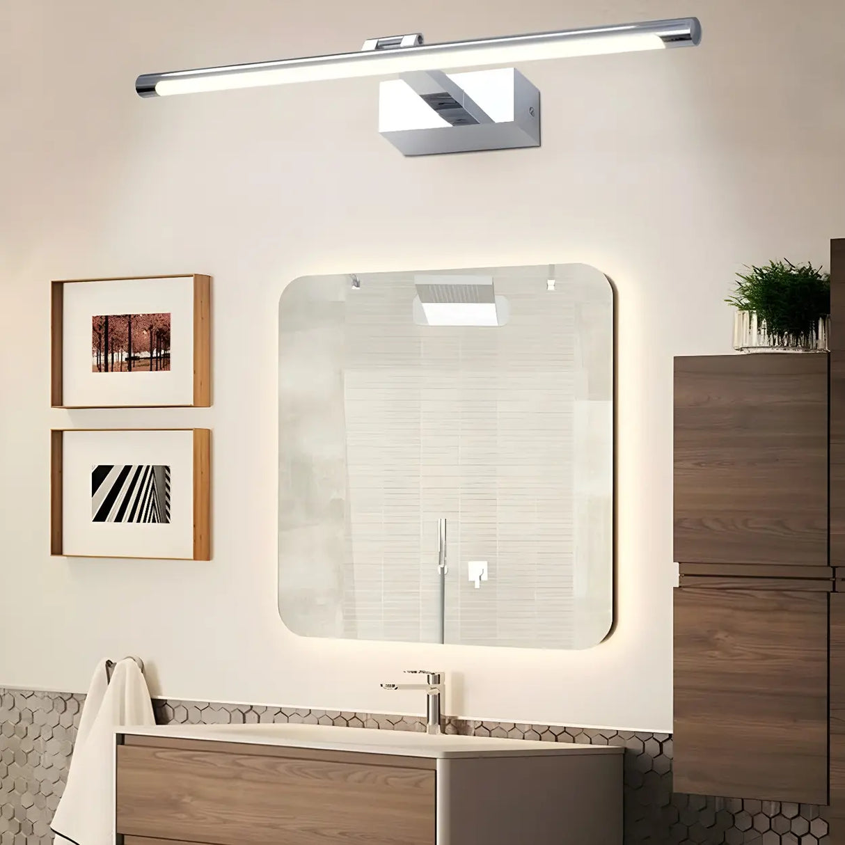 Rotating Modern Long Linear LED Black Vanity Light Image - 5