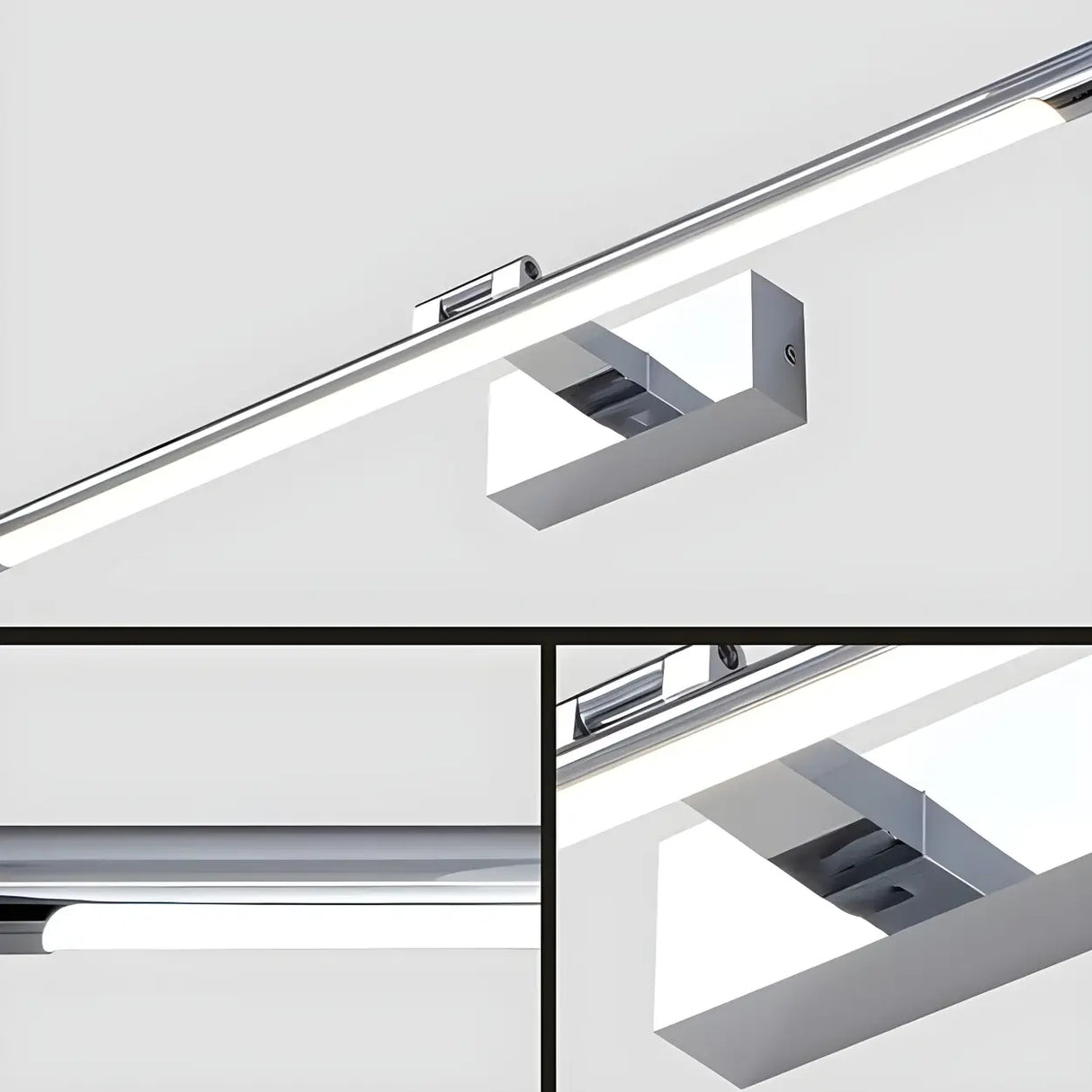 Rotating Modern Long Linear LED Black Vanity Light Image - 8