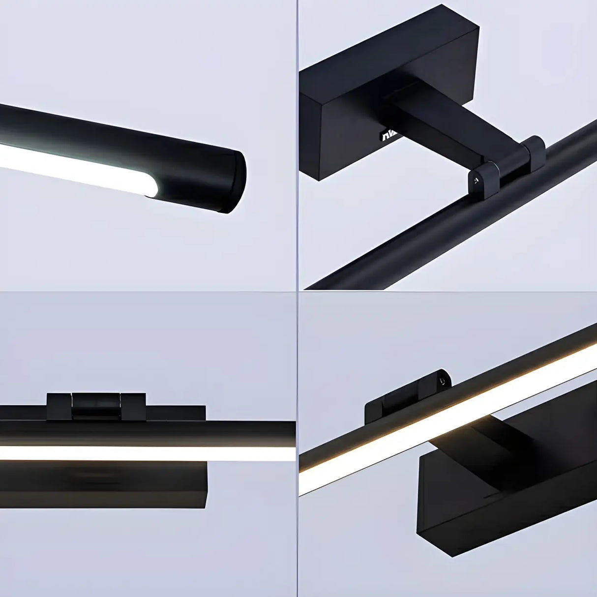 Rotating Modern Long Linear LED Black Vanity Light Image - 9