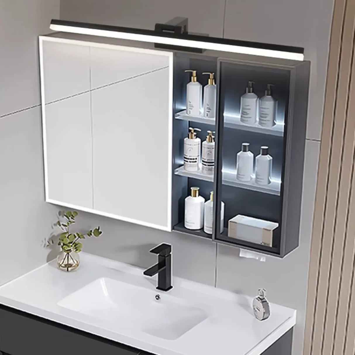 Rotating Modern Rectangular LED Bathroom Vanity Light Image - 4