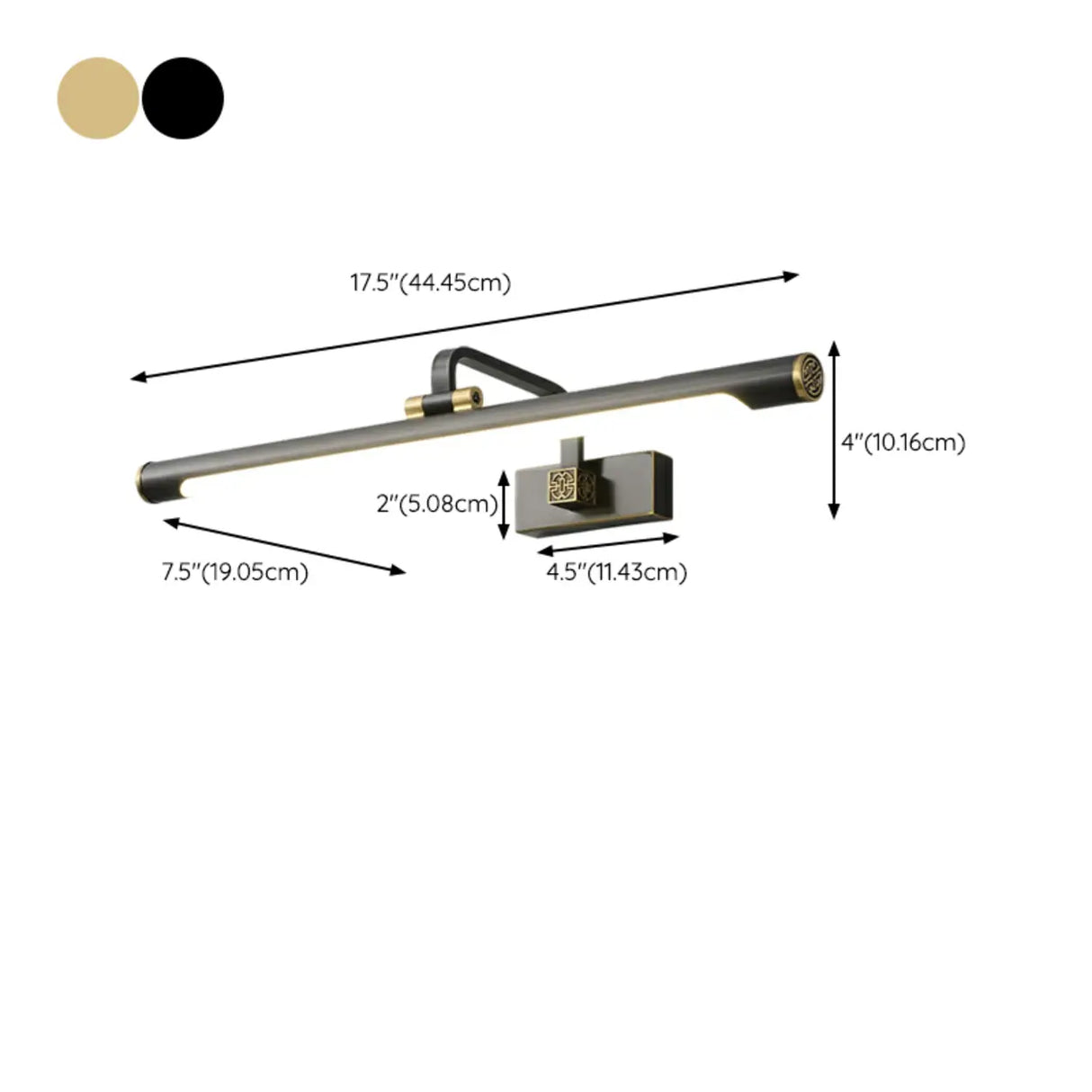 Rotating Modish Gold Linear Metal Vanity Bathroom Light 