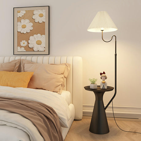 Rotating Pleated Bedside Pedestal Storage Floor Lamp Image - 1