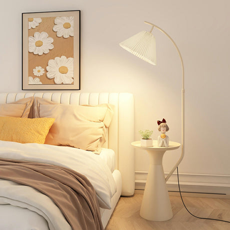 Rotating Pleated Bedside Pedestal Storage Floor Lamp Image - 2