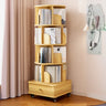 Rotating Rustic Vertical Wood Narrow Storage Bookcase Image - 10