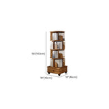 Rotating Rustic Vertical Wood Narrow Storage Bookcase #size