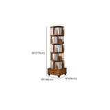 Rotating Rustic Vertical Wood Narrow Storage Bookcase Image - 17