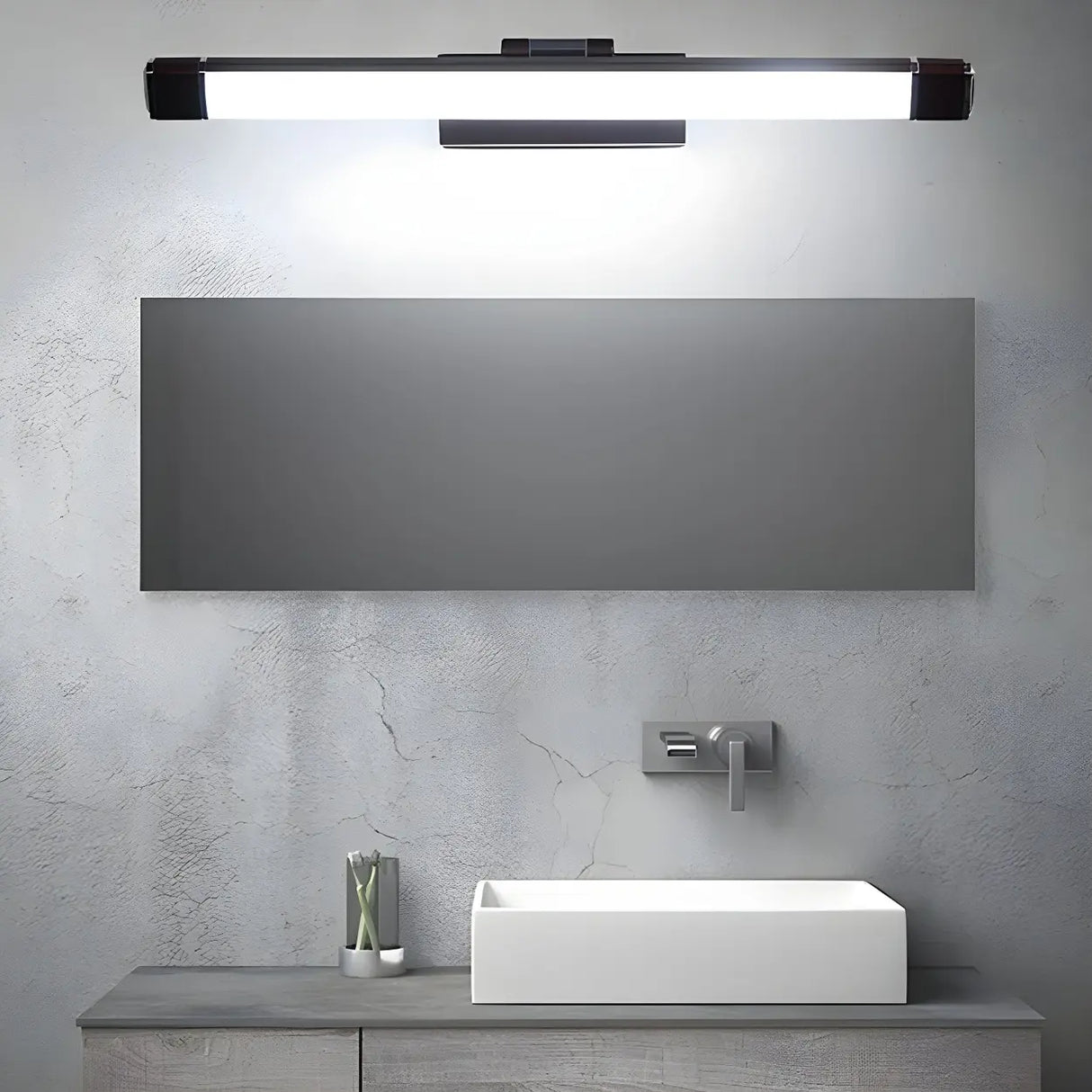 Rotating White Modern Rectangular LED Vanity Light Image - 4