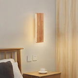 Rotating Wooden Rectangular Bedside LED Wall Sconce Image - 1