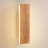 Rotating Wooden Rectangular Bedside LED Wall Sconce Image - 10