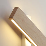 Rotating Wooden Rectangular Bedside LED Wall Sconce Image - 13