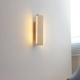 Rotating Wooden Rectangular Bedside LED Wall Sconce Image - 4