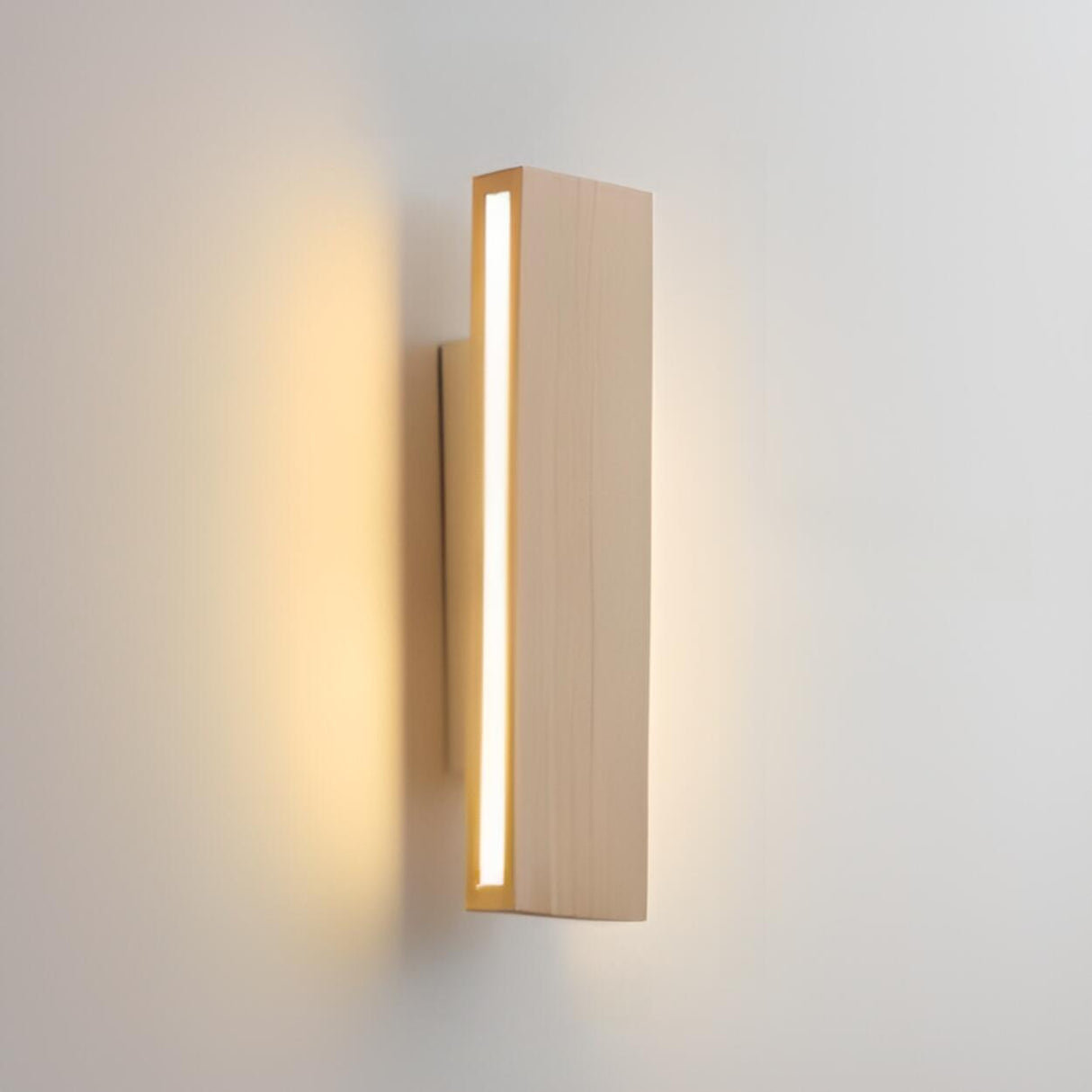 Rotating Wooden Rectangular Bedside LED Wall Sconce Image - 7