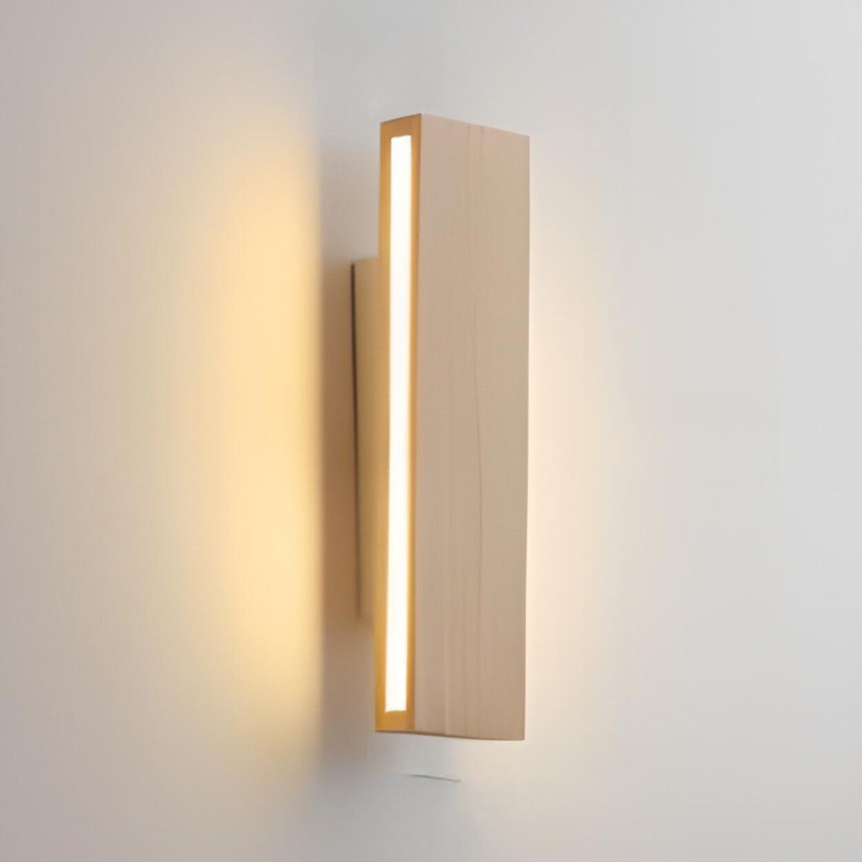 Rotating Wooden Rectangular Bedside LED Wall Sconce Image - 8