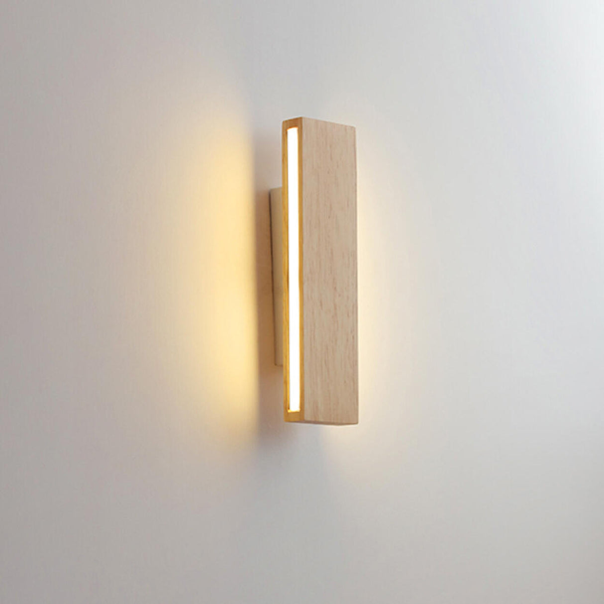 Rotating Wooden Rectangular Bedside LED Wall Sconce Image - 9