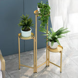 Round 3-Tier Metal Floor Pedestal Plant Stand Black Image - 8