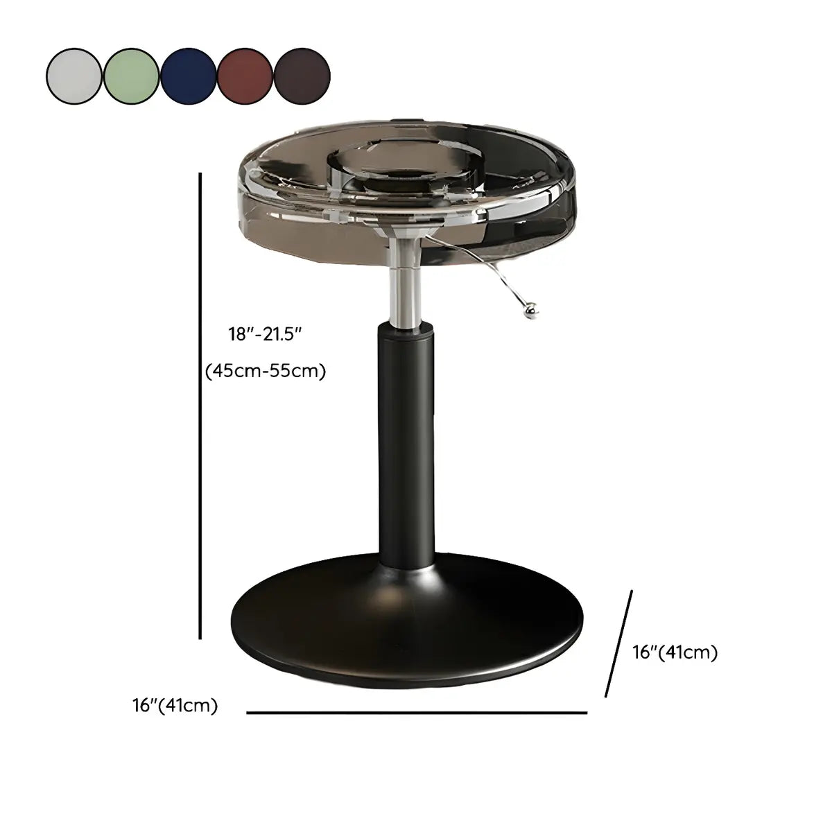 Round Backless Acrylic Adjustable Swivel Bar Stool 