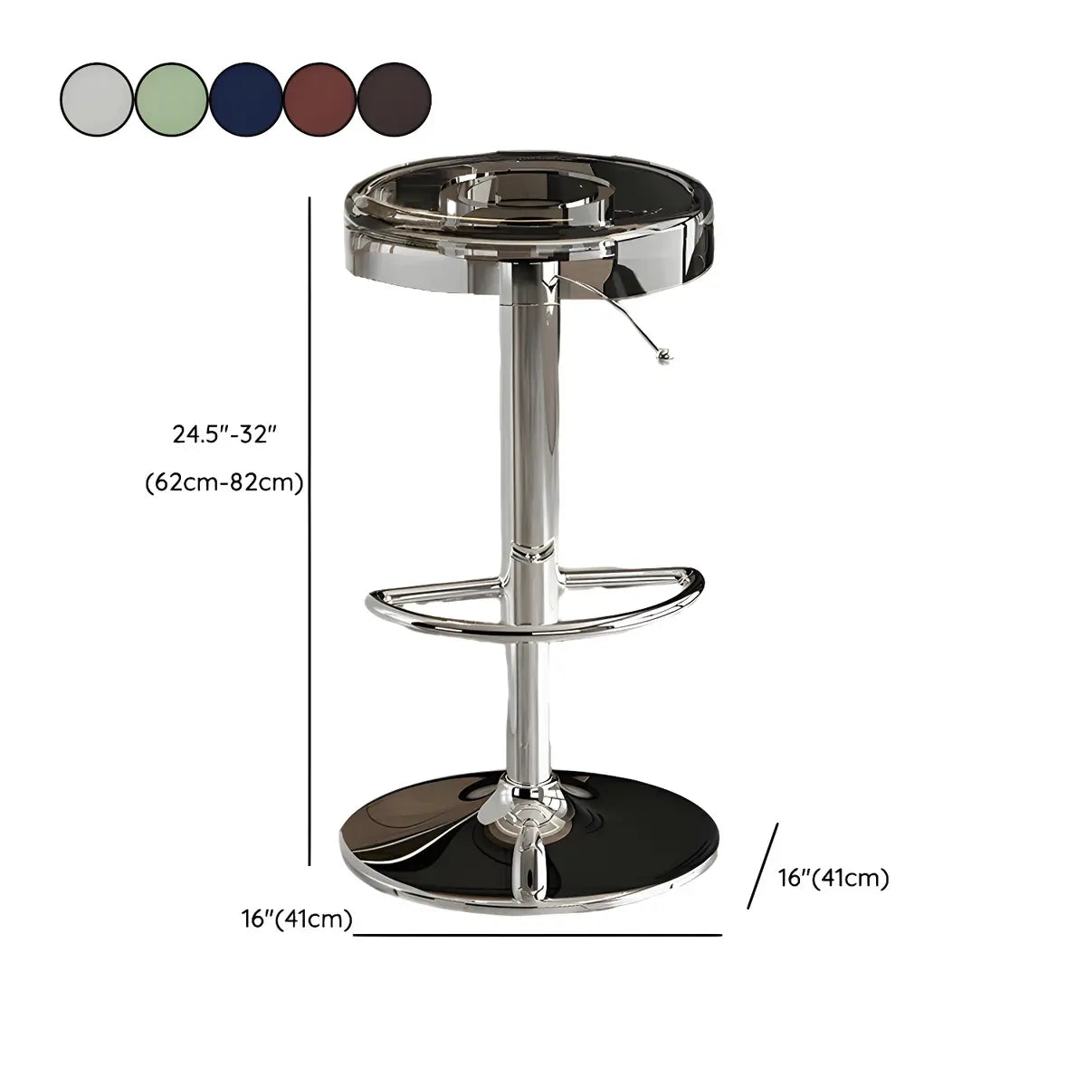 Round Backless Acrylic Adjustable Swivel Bar Stool Image - 43