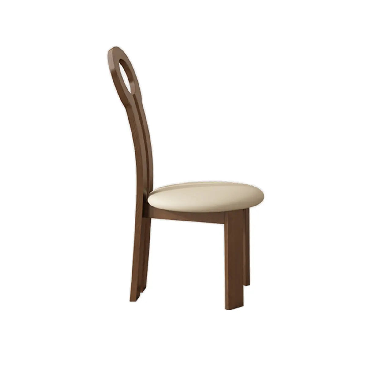 Round Beige Seat Wooden Key Slat Back Dining Chair Image - 10