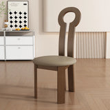 Round Beige Seat Wooden Key Slat Back Dining Chair Image - 3