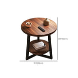 Round Brown Manufactured Wood and Steel Chairside Table Image - 15