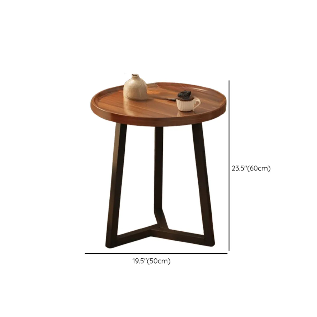 Round Brown Manufactured Wood and Steel Chairside Table Image - 17