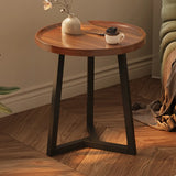 Round Brown Manufactured Wood and Steel Chairside Table Image - 7