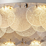 Round Clear Glass Flake Flush Mount Ceiling Light Image - 14