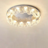 Round Clear Glass Flake Flush Mount Ceiling Light Image - 7